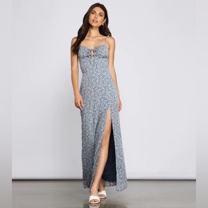 Floral Dreams High-Slit Maxi Dress